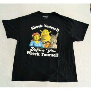 Shrek - "Shrek Yourself Before You Wreck Yourself"  Black Tshirt Adult Size 2XL